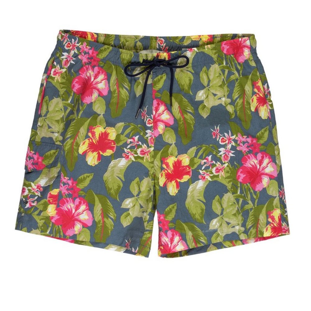 NWT RAINFOREST Hibiscus Green Printed Swim Trunks Mens M